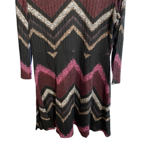 Sandra Darren Women's Dress Midi Scoop Neck Chevron Print Stretch Knit Tunic 16 - Picture 3 of 15